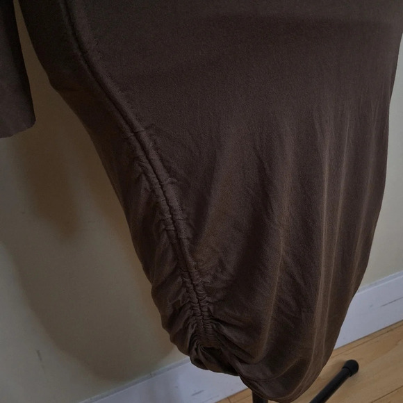 Good American Rouched side jersey long sleeve knee length dress SZ  S - Picture 7 of 9